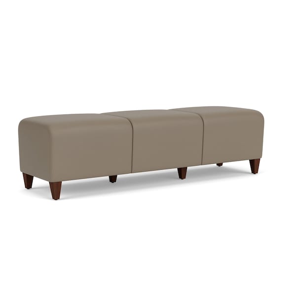 Siena Lounge Reception 3 Seat Bench, Walnut, MD Farro Upholstery